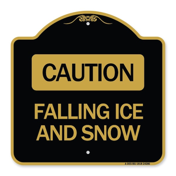 Signmission Designer Series Falling Ice and Snow, Black & Gold Aluminum Architectural Sign, 18" H, BG-1818-24286 A-DES-BG-1818-24286 - main